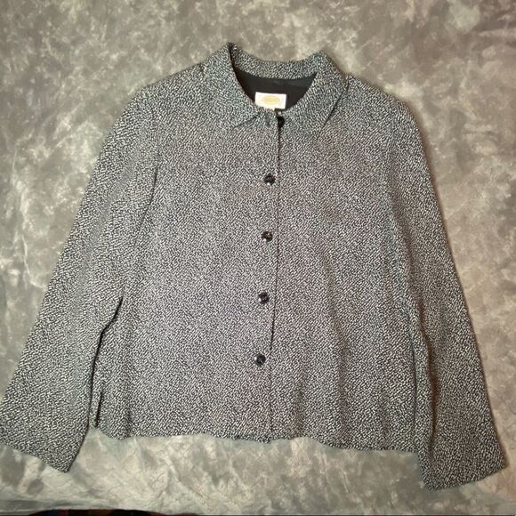 Talbots black and white button up layering top - Picture 1 of 5